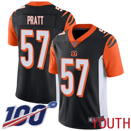 Cincinnati Bengals Limited Black Youth Germaine Pratt Home Jersey NFL Footballl 57 100th Season Vapor Untouchable